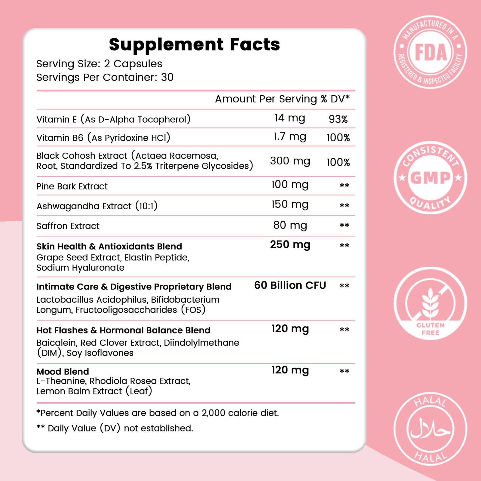 LeCozz Menopause Supplement for Women : Hormone-Free Probiotic with Black Cohosh & Ashwagandha Support for Hot Flashes Mood Balance & Skin Health 60 Capsules LeCozzAu supplements