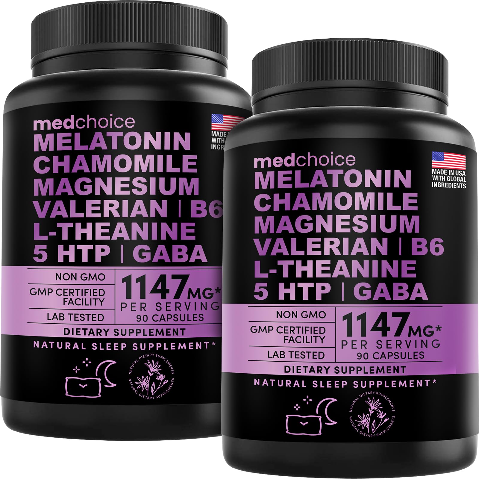 10-in-1 Melatonin Capsules - Melatonin 5mg Natural Sleep Aid for Adults MEDCHOICEUS supplements
