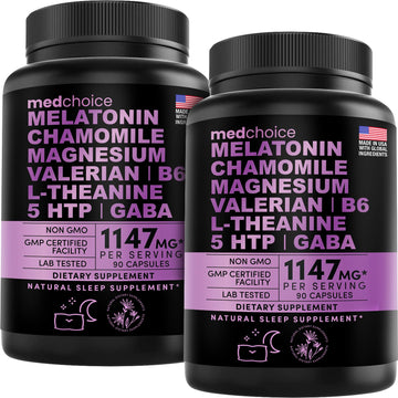 10-in-1 Melatonin Capsules - Melatonin 5mg Natural Sleep Aid for Adults MEDCHOICEUS supplements