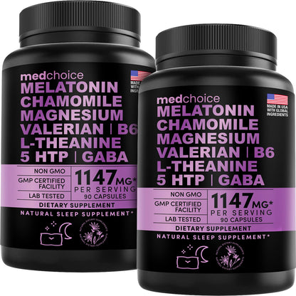10-in-1 Melatonin Capsules - Melatonin 5mg Natural Sleep Aid for Adults MEDCHOICEUS supplements