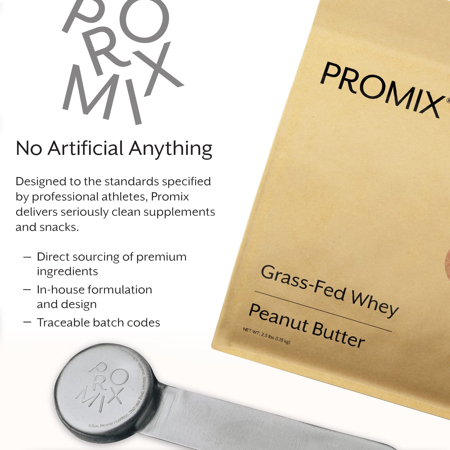 Promix Whey Protein Powder, Peanut Butter - 2.5lb Bulk - Grass-Fed & 100% All Natural ProMix NutritionUS supplements
