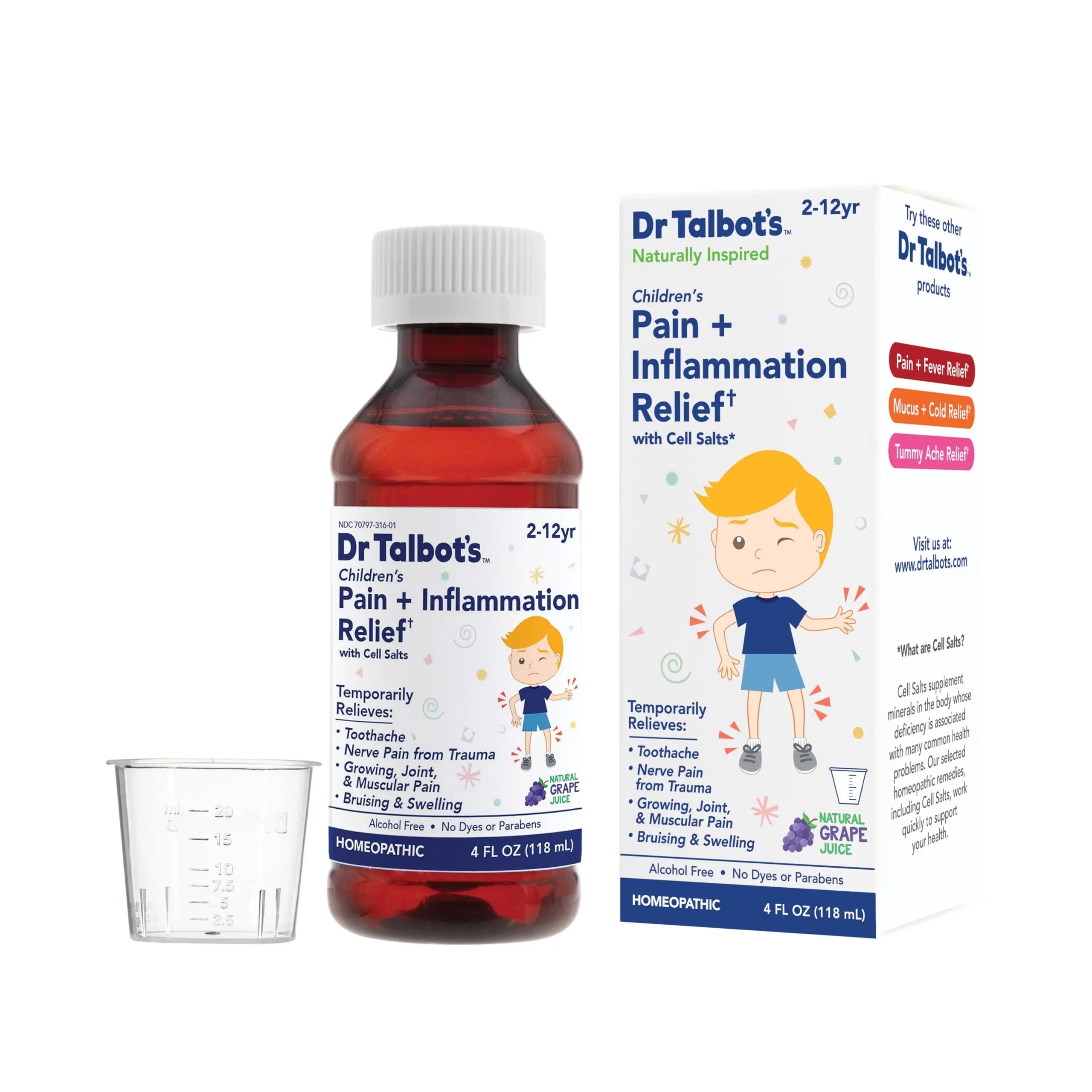 Dr. Talbot's Pain + Inflammation Relief Liquid Medicine for Children, Includes Dosage Cup, Grape Juice Flavor, 4 Fl Oz (Packaging May Vary) Dr. Talbot'sAu supplements