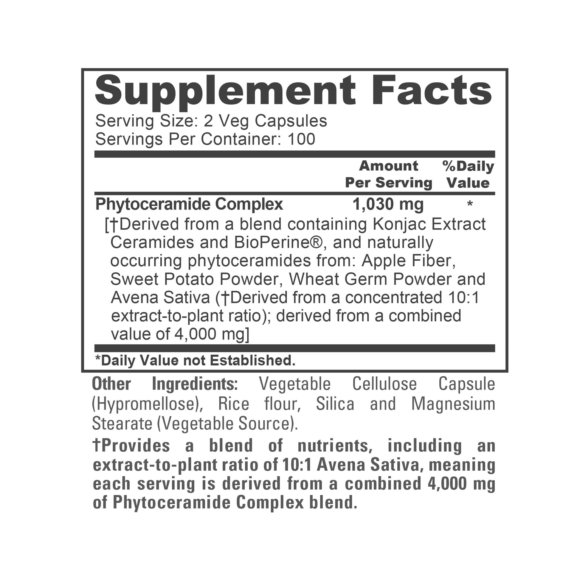 NusaPure Phytoceramide Complex 10:1 Extract, 1030 mg Equivalent to 4000 mg 200 Veggie Capsules (Non-GMO) Bioperine NusaPureAu supplements