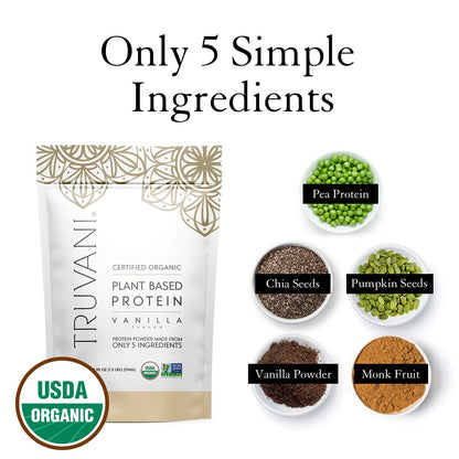Truvani Organic Vegan Protein Powder, Organic Pea Protein Powder, Vegan, Non GMO TruvaniUS supplements
