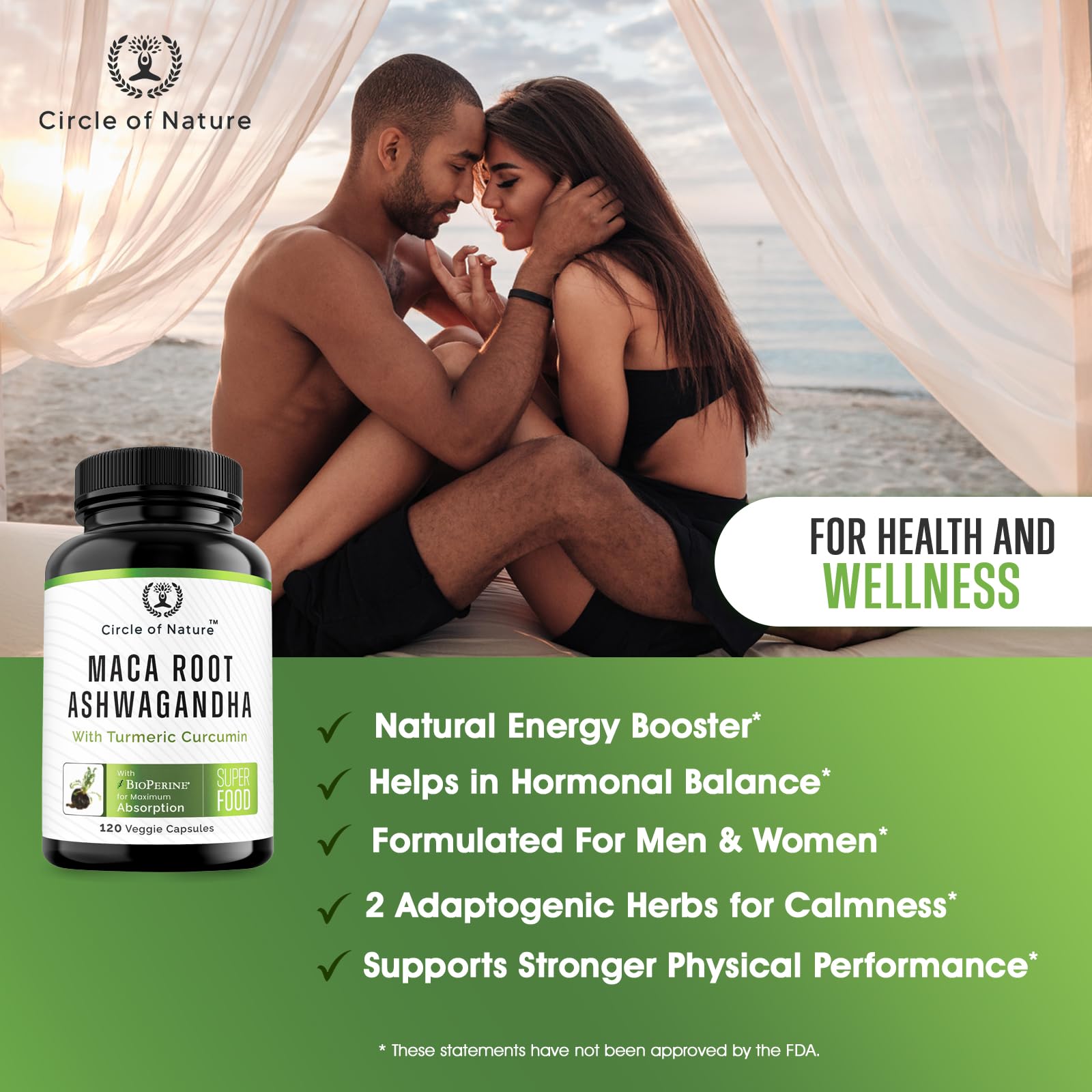 Maca Root 10,000 mg, Ashwagandha 6000mg Extract, Capsules for Men & Women CIRCLE OF NATUREAu supplements