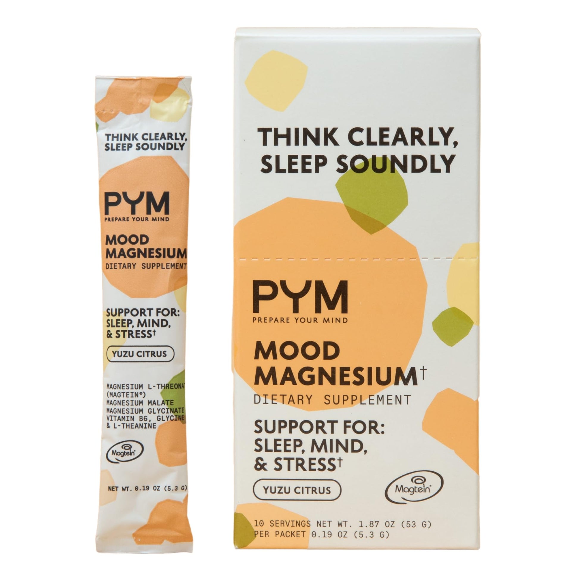 PYM Mood Magnesium Powder Packets (10-Servings) Magnesium Glycinate, L-Threonate & Malate Powder | Aid & Mood Support Supplement for Stress PYM HealthAu supplements
