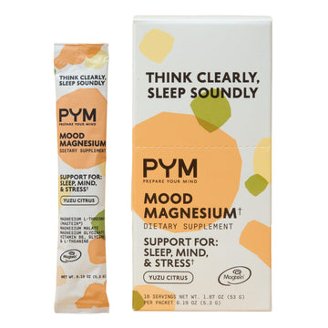 PYM Mood Magnesium Powder Packets (10-Servings) Magnesium Glycinate, L-Threonate & Malate Powder | Aid & Mood Support Supplement for Stress PYM HealthAu supplements