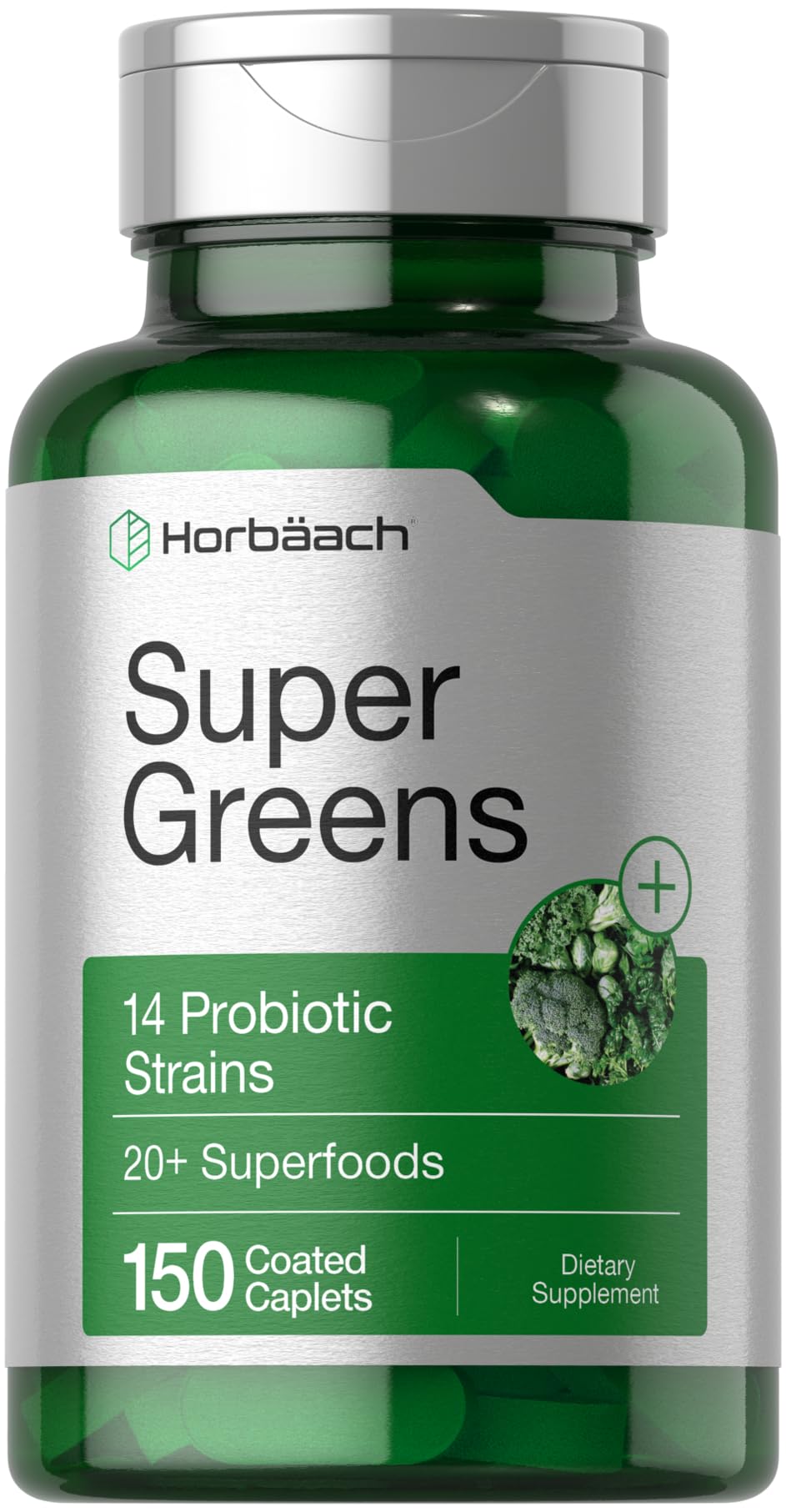 Horbäach Super Greens Supplement with Probiotics | 150 Caplets | Non-GMO, and Gluten Free HorbäachAu supplements