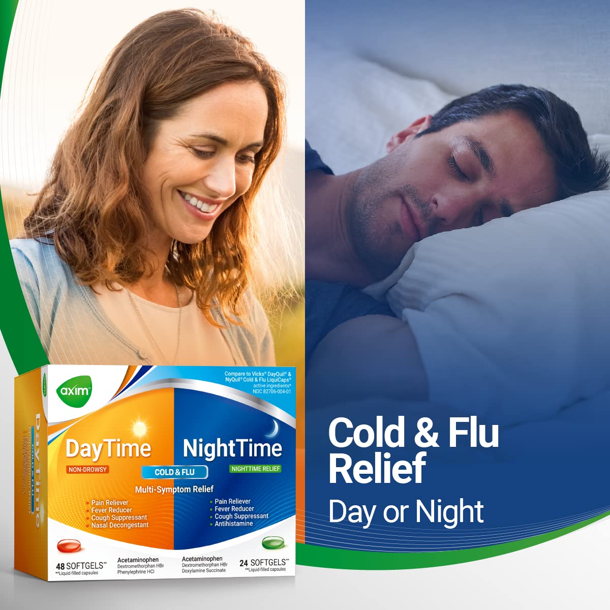 AXIM Day & Night 325-15-5-6.25 mg x 72 softgels AXIMAu supplements
