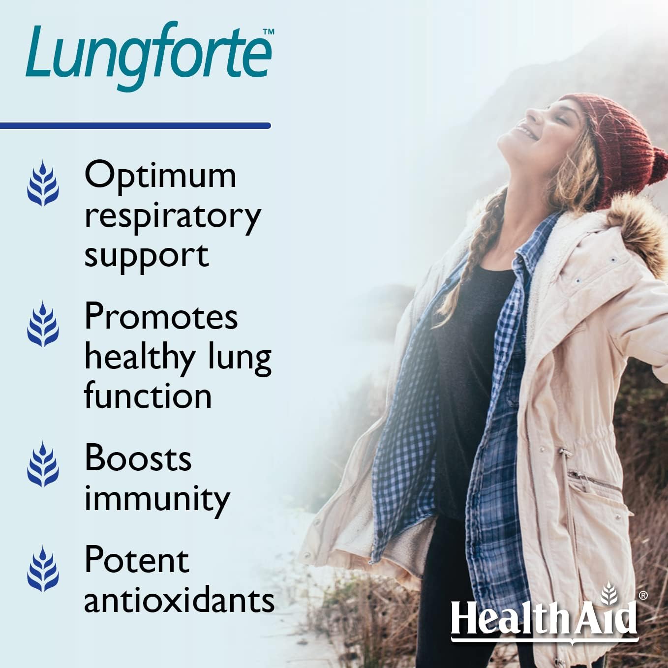HealthAid LungForte 30 Tablets – Daily Antioxidant Lung Support with NAC, Resveratrol, Olive Leaf, Thyme & Vitamins A, C & D3 – Vegetarian, Non‑GMO HealthAidAu supplements