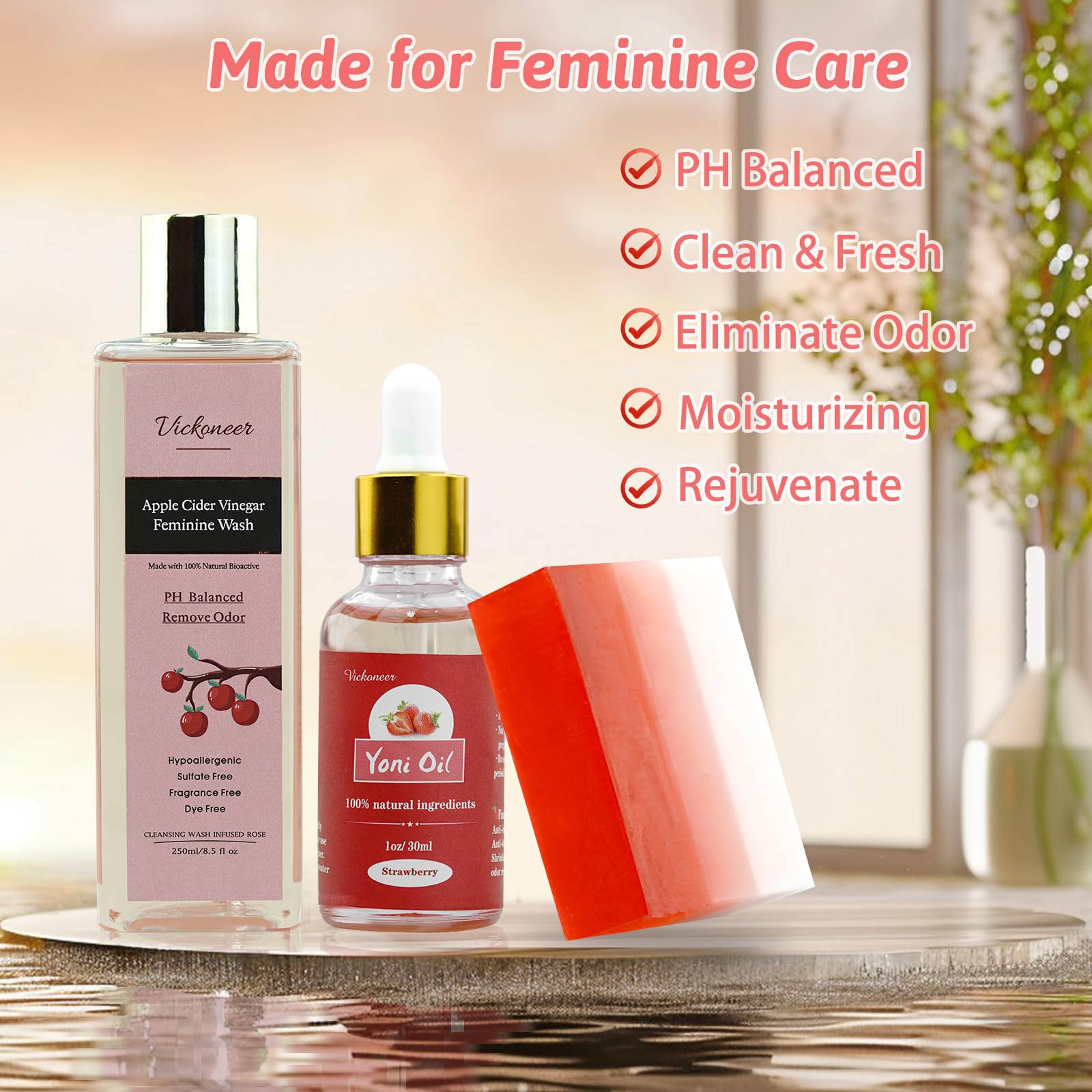 3 Pack Feminine Wash Yoni Bar Yoni Oil Set for Women, Yoni Wash for Balance Vagina PH Wetness tovaginshAu supplements