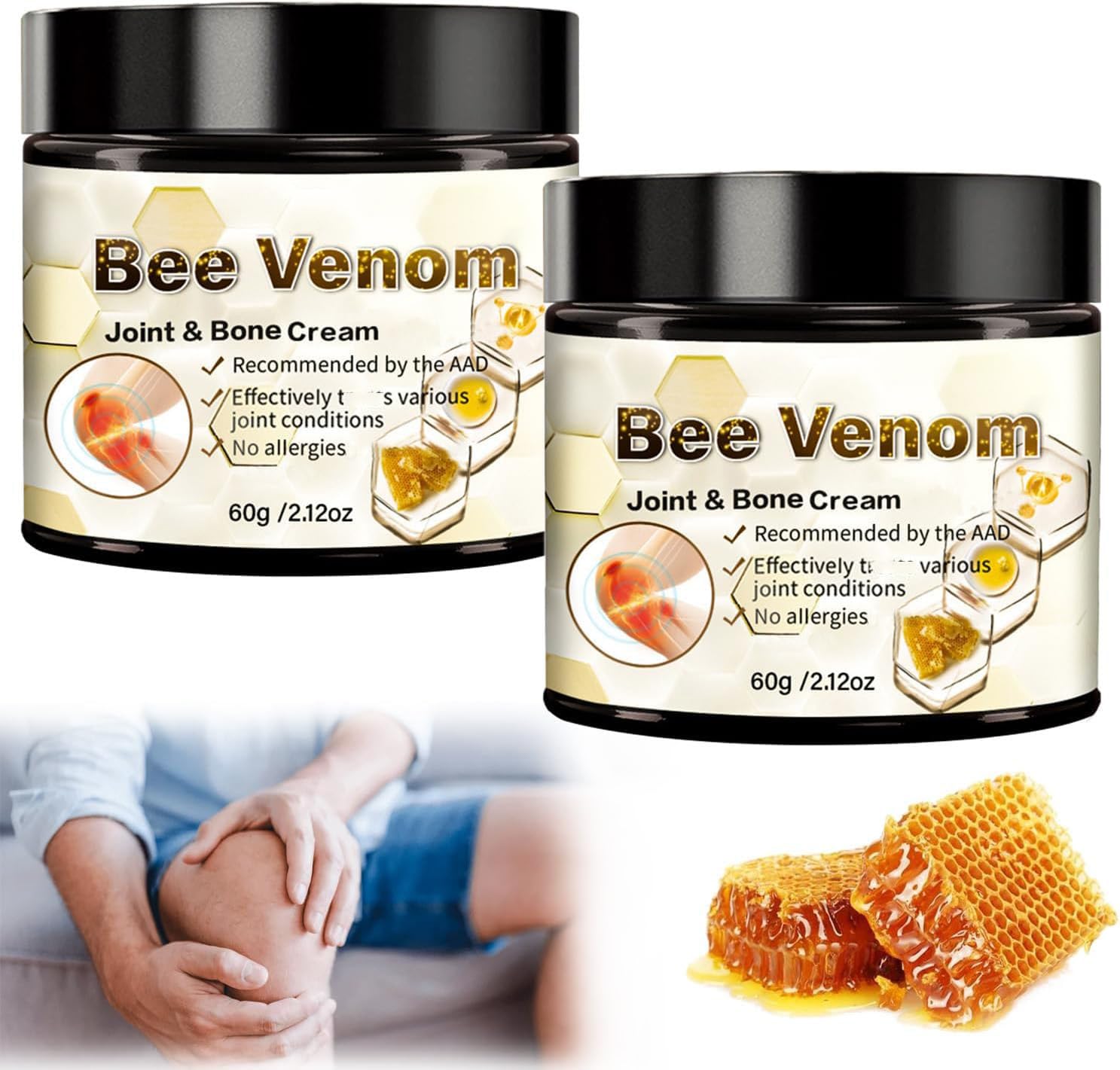 ArthroEase Bee Venom Arthritis Cream, Joint & Muscle Soothing Bee Venom Cream, Professional Bee Venom Joint Cream, Bee Venom Joint Gel - Specially for for Back, Neck, Hands, Knee (2 Bottle) LmoyAu supplements