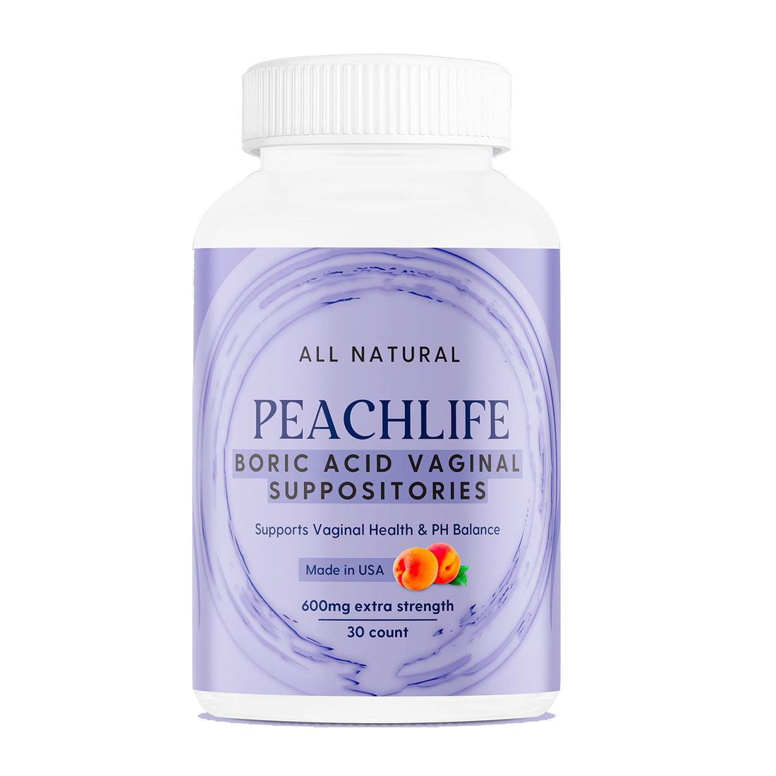 Peachlife Boric Acid Suppositories in Vegetable Capsules - USA Made - Vaginal pH PeachlifeUS supplements