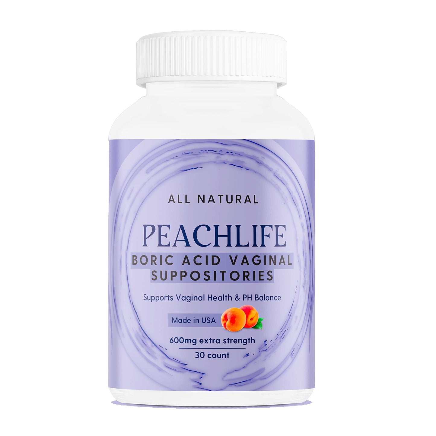 Peachlife Boric Acid Suppositories in Vegetable Capsules - USA Made - Vaginal pH PeachlifeUS supplements