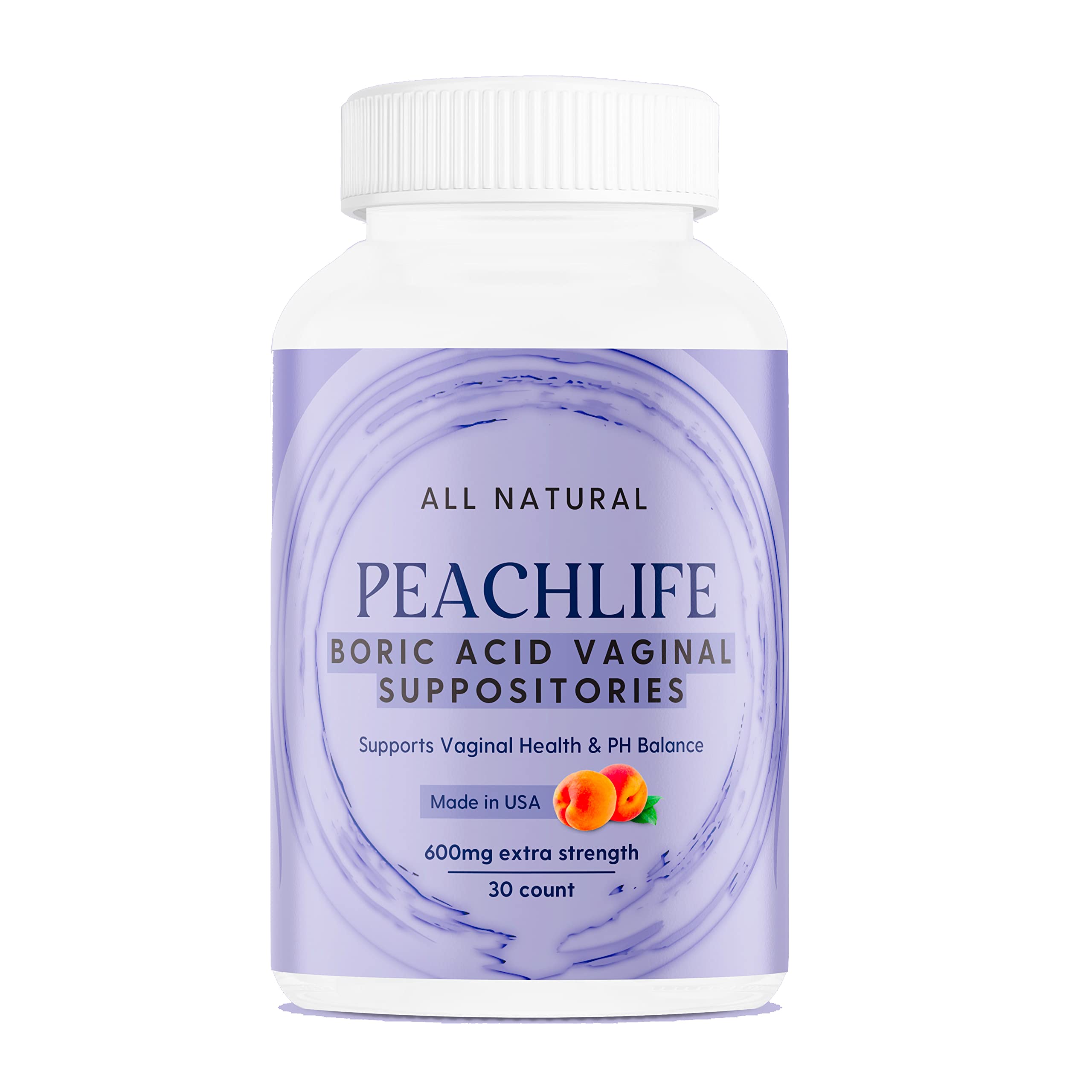 Peachlife Boric Acid Suppositories in Vegetable Capsules - USA Made - Vaginal pH PeachlifeAu supplements