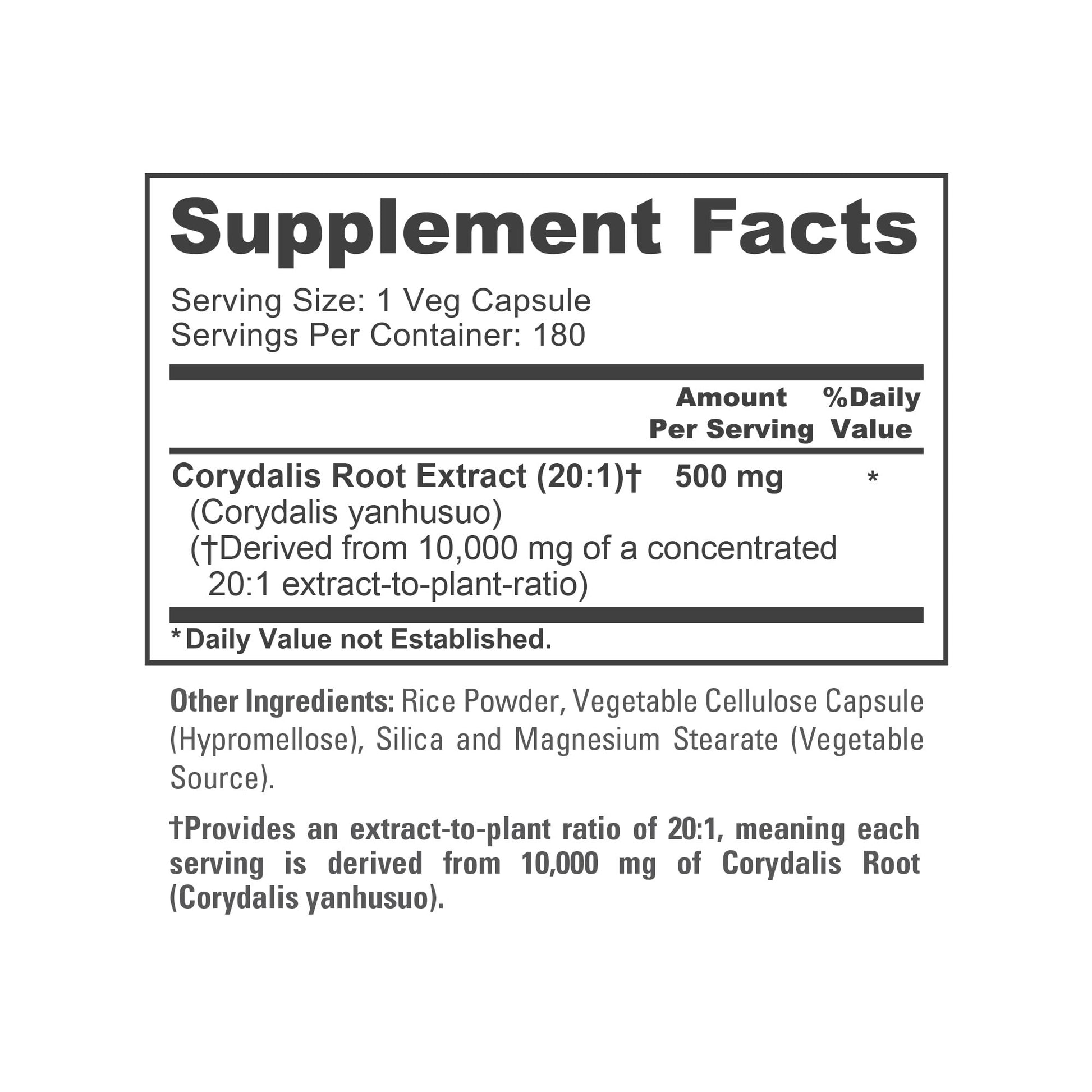 NusaPure Corydalis Root Extract 20:1 - Suitable for Vegetarian/Vegan, Non - GMO - 1000 mg - 180 Capsules NusaPureAu supplements
