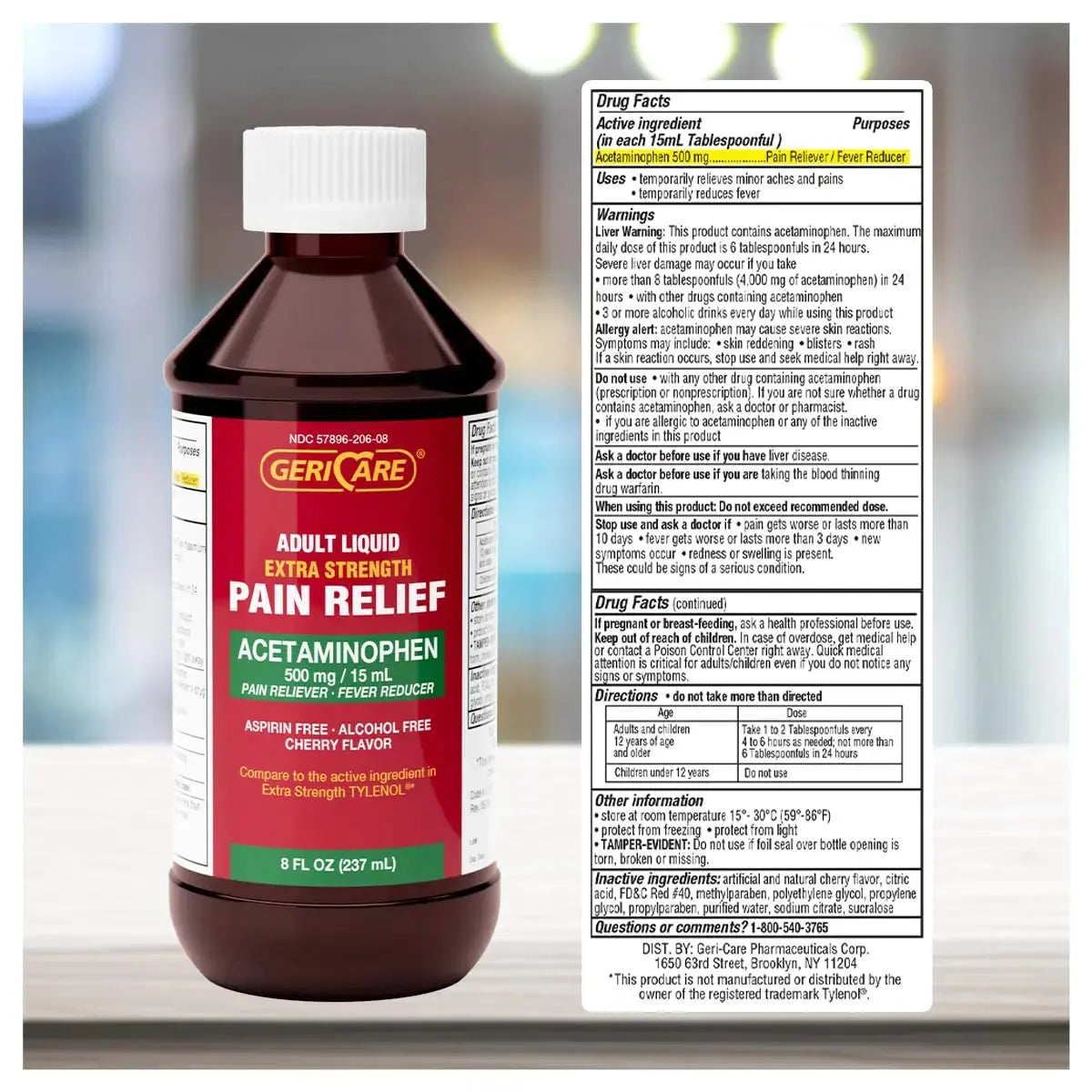 GeriCare Extra Strength Acetaminophen 500 mg Adult Liquid Pain Relief, Fever Reducer, 8 FL OZ (Pack of 1) GeriCareAu supplements
