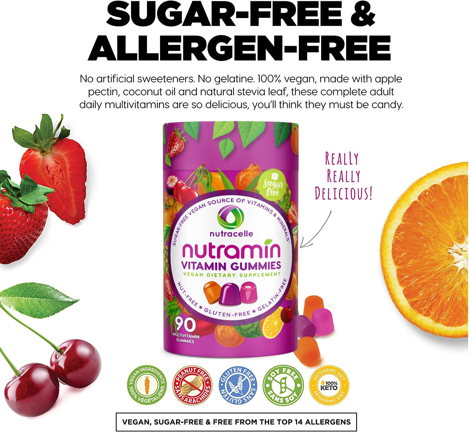 NUTRAMIN Daily Vegan Keto Multivitamin Gummies Vitamin C, D2, and Zinc for Immunity NutracelleAu supplements