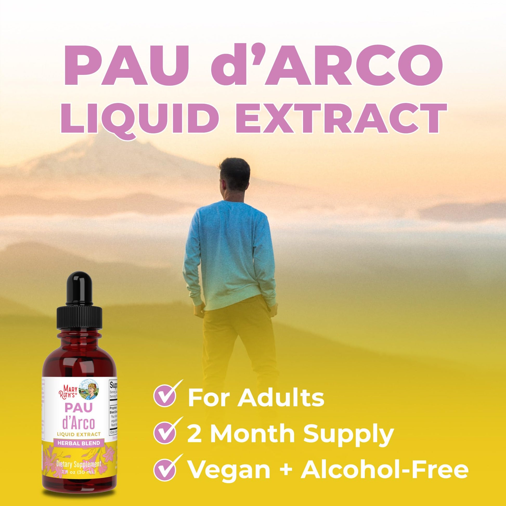 MaryRuth Organics PAU D'Arco Herbal Blend | Reishi Mushroom | Echinacea angustifolia Root | Usnea Lichen | Thyme Leaf | Vegan | Non-GMO Project Verified | Gluten Free | 30 Servings | 1 Fl Oz MARYRUTH'SUS supplements