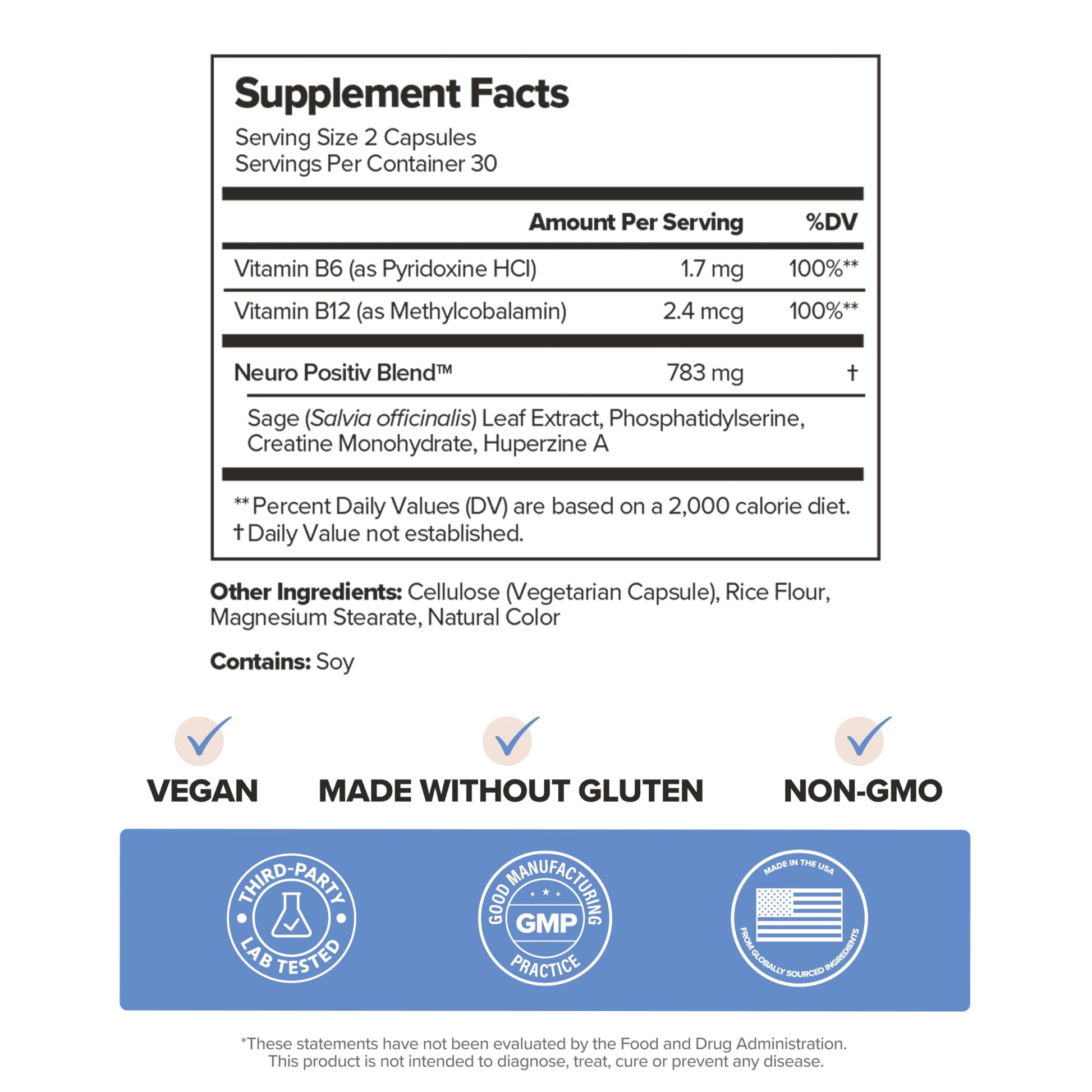 MENO Brain Health + Memory Support Capsules – Daily Support for Cognitive Performance, Concentration & Healthy Brain Aging – with Phosphatidylserine, Creatine, Sage Leaf & Huperzine A – 30 Servings O PositivAu supplements