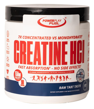 CREATINE HCl Powder for Men and Women, Muscle Strength, Brain Performance, Heart Health & Immune Support - Raw Tart Taste, 90 Servings POWER PLAY FUELAu supplements