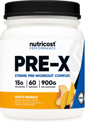 Nutricost Pre-X Xtreme PreWorkout Powder Complex, Peach Mango, 60 Servings, Vegetarian NutricostAu supplements