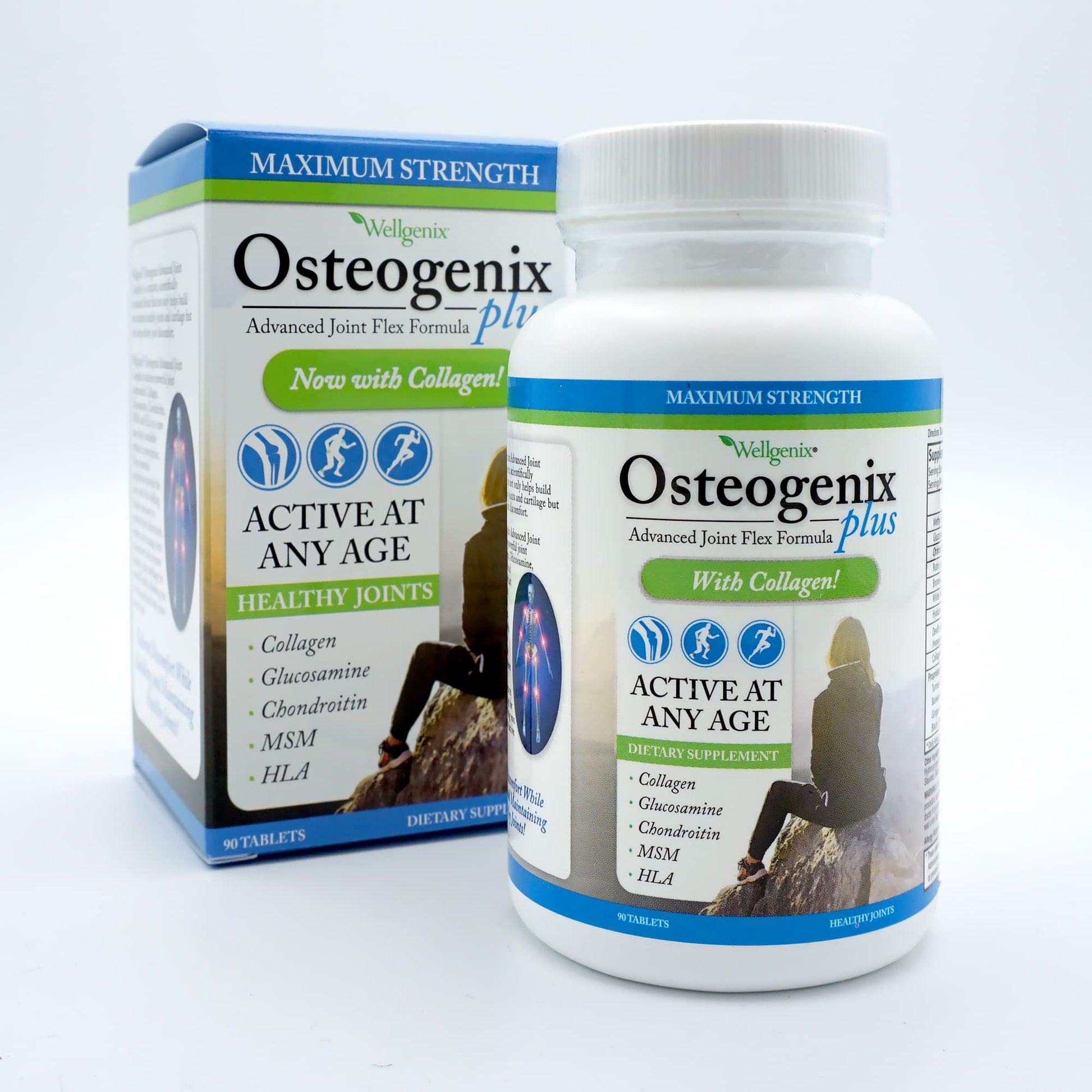 Wellgenix Osteogenix Advanced Joint Flex Formula (90 Ct) - Knee Supplement with Collagen II, Glucosamine, Chondroitin, MSM & HLA - Lubrication & Discomfort Support Tablets for Men & Women WellgenixAu supplements
