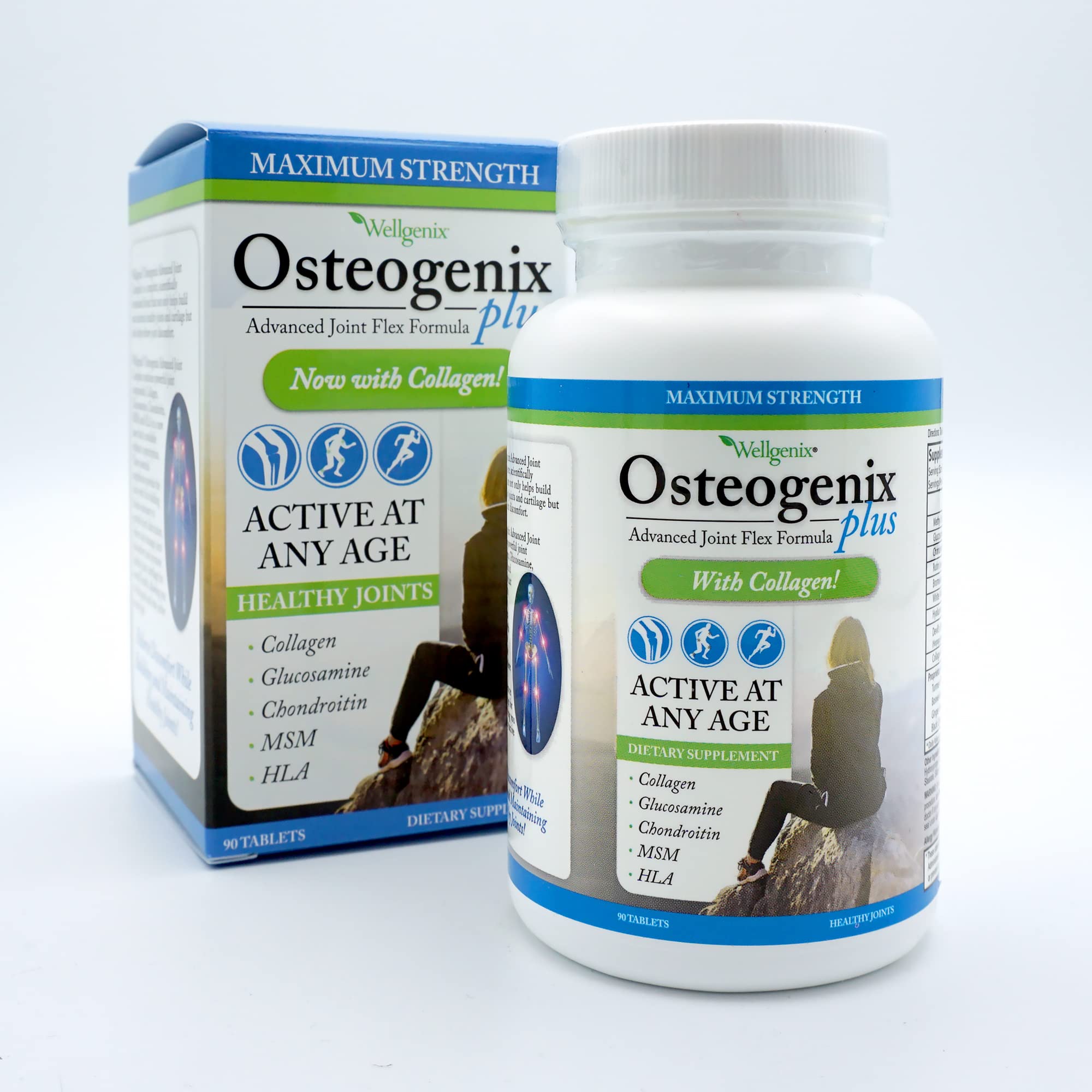 Wellgenix Osteogenix Advanced Joint Flex Formula (90 Ct) - Knee Supplement with Collagen II, Glucosamine, Chondroitin, MSM & HLA - Lubrication & Discomfort Support Tablets for Men & Women WellgenixAu supplements