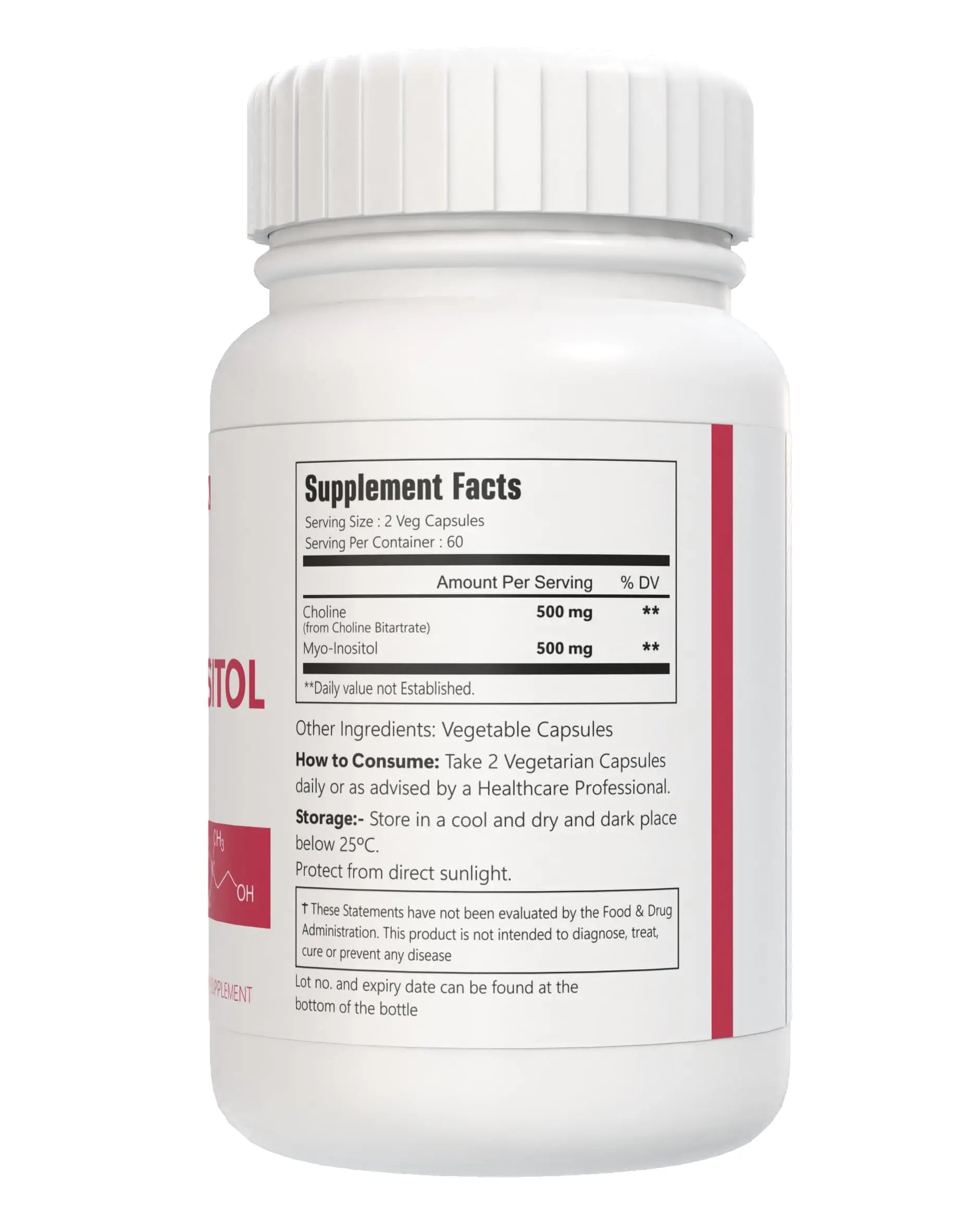 VitaCosmoX Choline and Myo-Inositol Supplement, 1000 mg Each, 120 Veggie Capsules 100% Vegetarian, Non-GMO & Gluten Free VitaCosmoXnz supplements