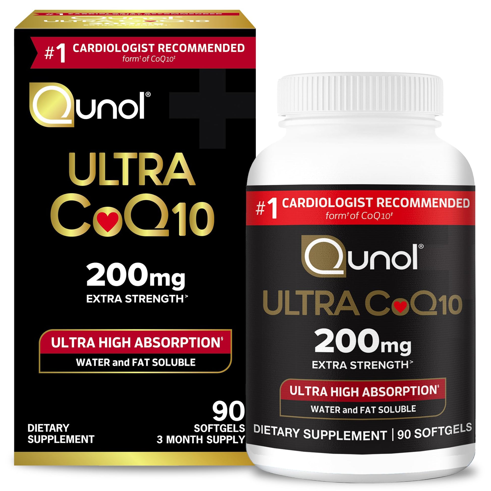 Qunol CoQ10 200mg Softgels, Ultra CoQ10 - Ultra High Absorption Coenzyme Q10 QunolUS supplements