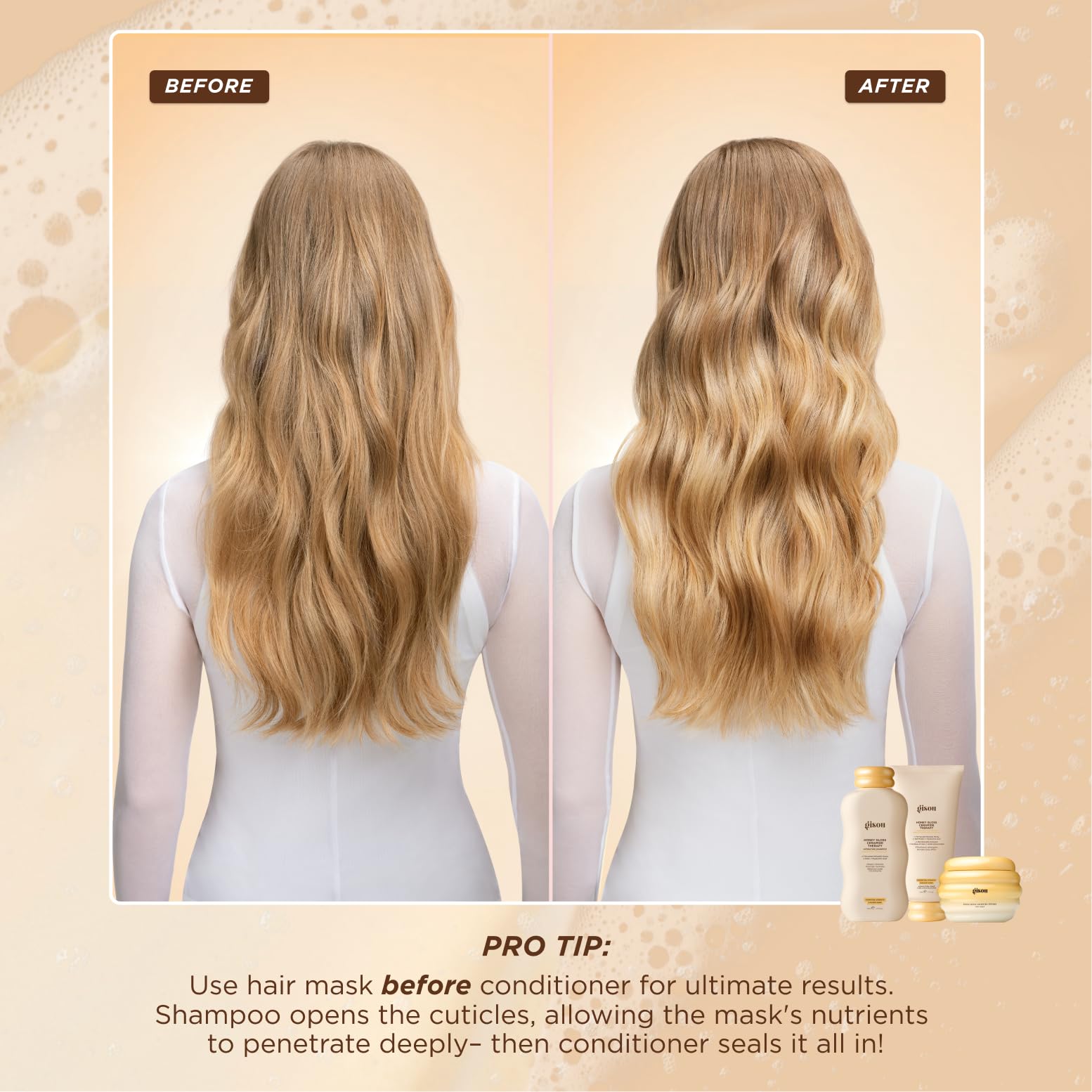 Gisou Honey Gloss Hair Therapy Trio - Mini Shampoo, Hair Mask and Conditioner for smoother, stronger and glossier hair GisouAu supplements