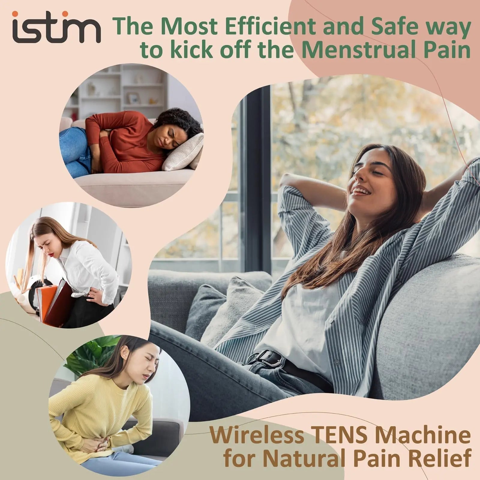 iStim S1 Wireless TENS Unit for Menstrual Relief – Period Pain Relief Device for Period Cramps and Back Pain, TENS Machine with Heat, Rechargeable Drug-Free TENS Massager with Japanese Gel Pads iSTIMAu supplements