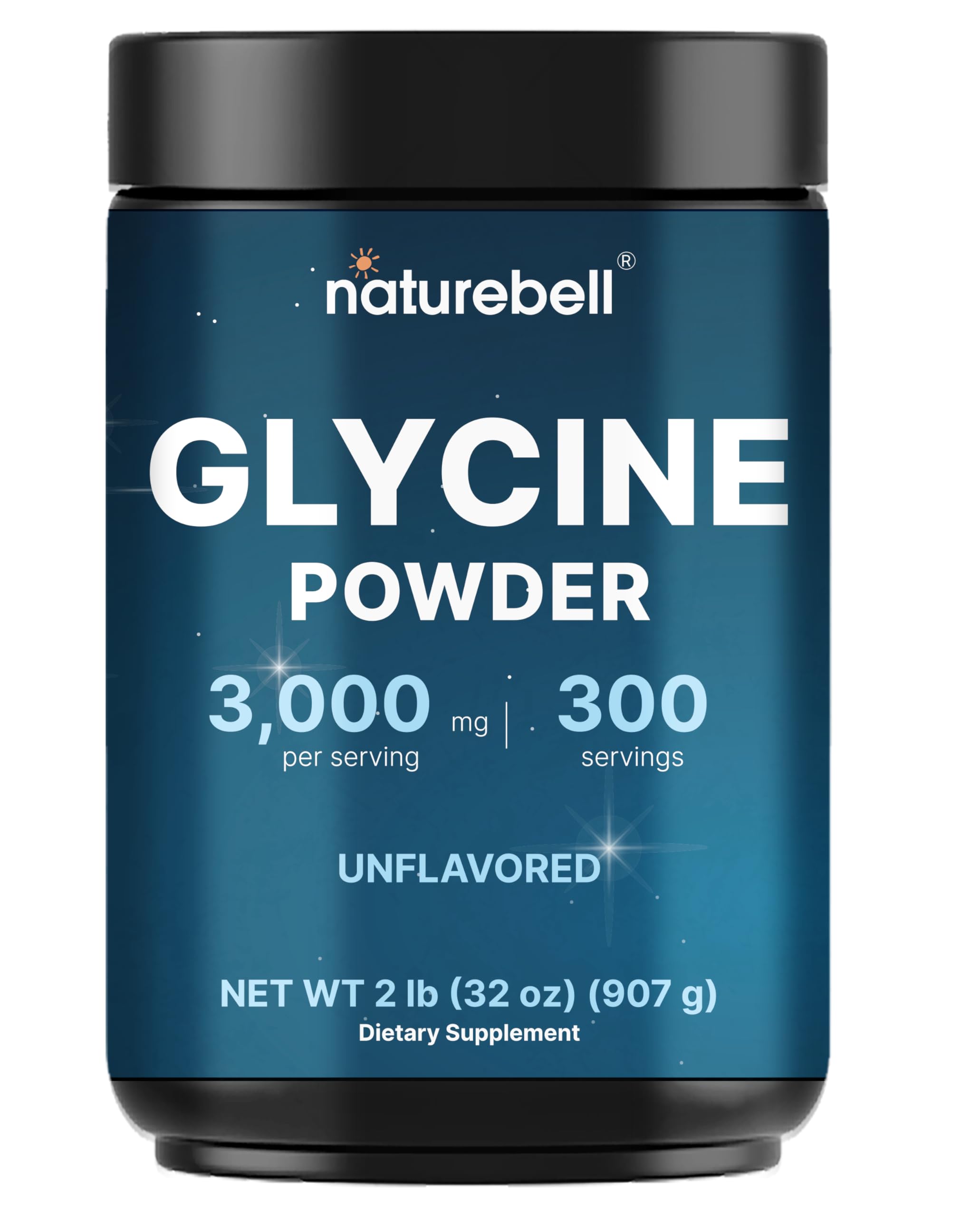 Glycine Powder, 300 Servings (2 lb) – 3,000 mg Free-Form Glycine Per Serving – Unflavored Pure Powder – Non-GMO, cGMP Manufactured NatureBellAu supplements