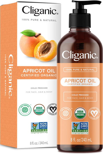 Cliganic Organic Apricot Oil, 100% Pure (8oz) - For Skin, Hair & Face | Natural Cold Pressed Unrefined CliganicAu supplements
