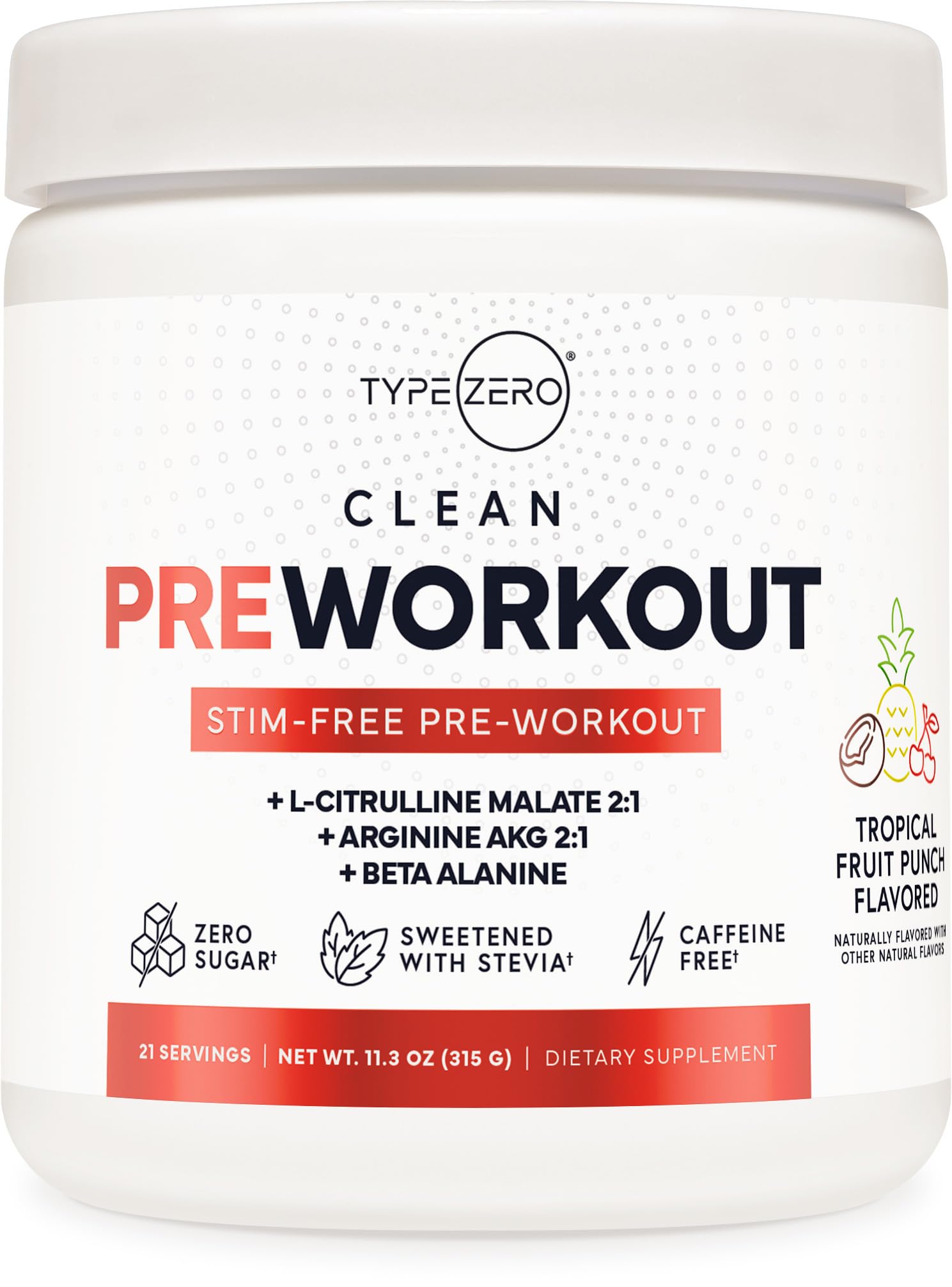 Ultra Clean Stim Free Pump Pre Workout + Nitric Oxide Booster (Fruit Punch) Beetroot, 7G Arginine Citrulline Malate, Betaine, Beta A, ACV+ - Sugar/Caffeine Free Natural Non Stim Preworkout Men & Women Type ZeroUS supplements