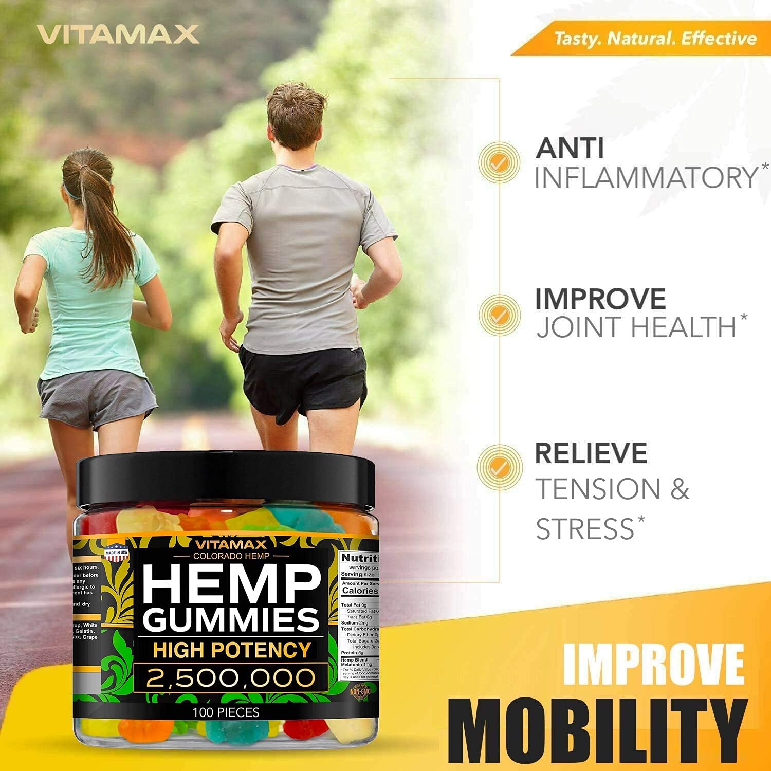 Vitamax Hemp Gummies - Great for Peace & Relaxation - 2,500,000 - Natural Fruit Flavors VitamaxAu supplements