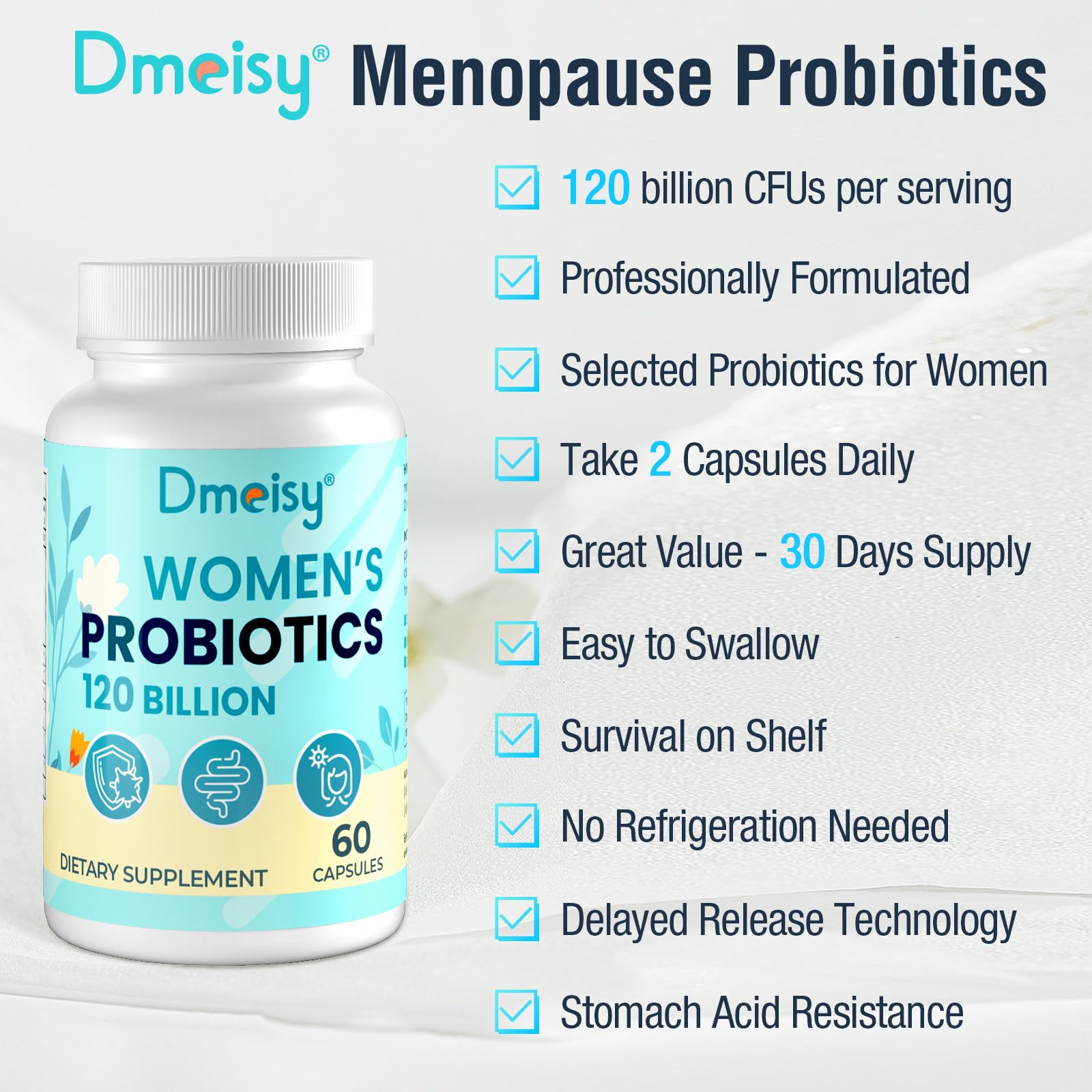 Dmeisy 120 Billion CFU Probiotic - Menopause Support Probiotics for Women, Natural Menopause DmeisyUS supplements