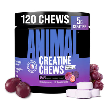 Animal Creatine Chews – 5g Creatine Monohydrate Tablets for Strength, Power & Training Recovery Support – Enhanced Absorption with AstraGin® – Convenient Chewable Format – 120 Tablets AnimalAu supplements
