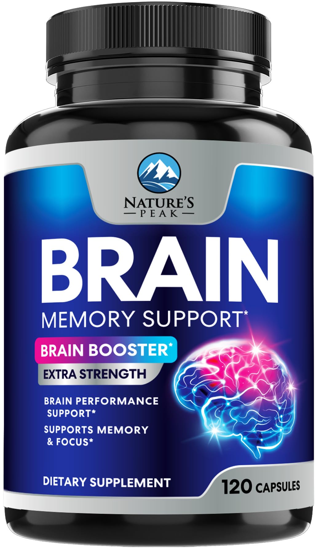 Brain Memory Supplement - 3X Strength Nootropics for Concentration, Clarity & Focus Support - Brain Health Cognitive Vitamins with Bacopa, Phosphatidylserine & DMAE, Brain Booster Pills, 120 Capsules Nature's PeakAu supplements
