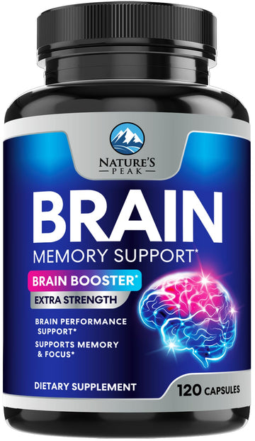 Brain Memory Supplement - 3X Strength Nootropics for Concentration, Clarity & Focus Support - Brain Health Cognitive Vitamins with Bacopa, Phosphatidylserine & DMAE, Brain Booster Pills, 120 Capsules Nature's PeakAu supplements