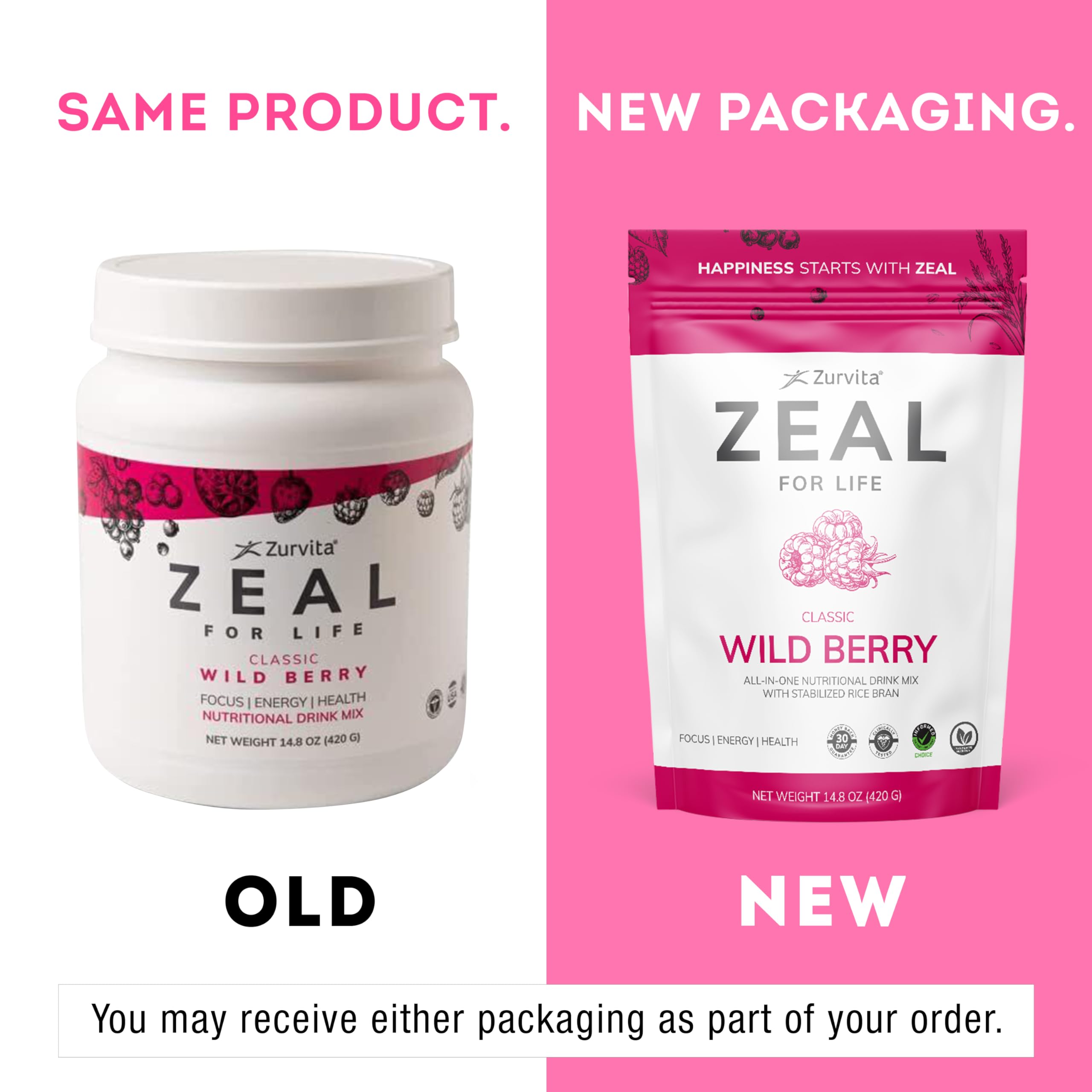Zurvita - Zeal for Life 30-Day Wellness Bag - Wild Berry (Classic) - Nutritional Supplement for Vitality, Immunity, and Wellness - 420 Grams ZurvitaAu supplements