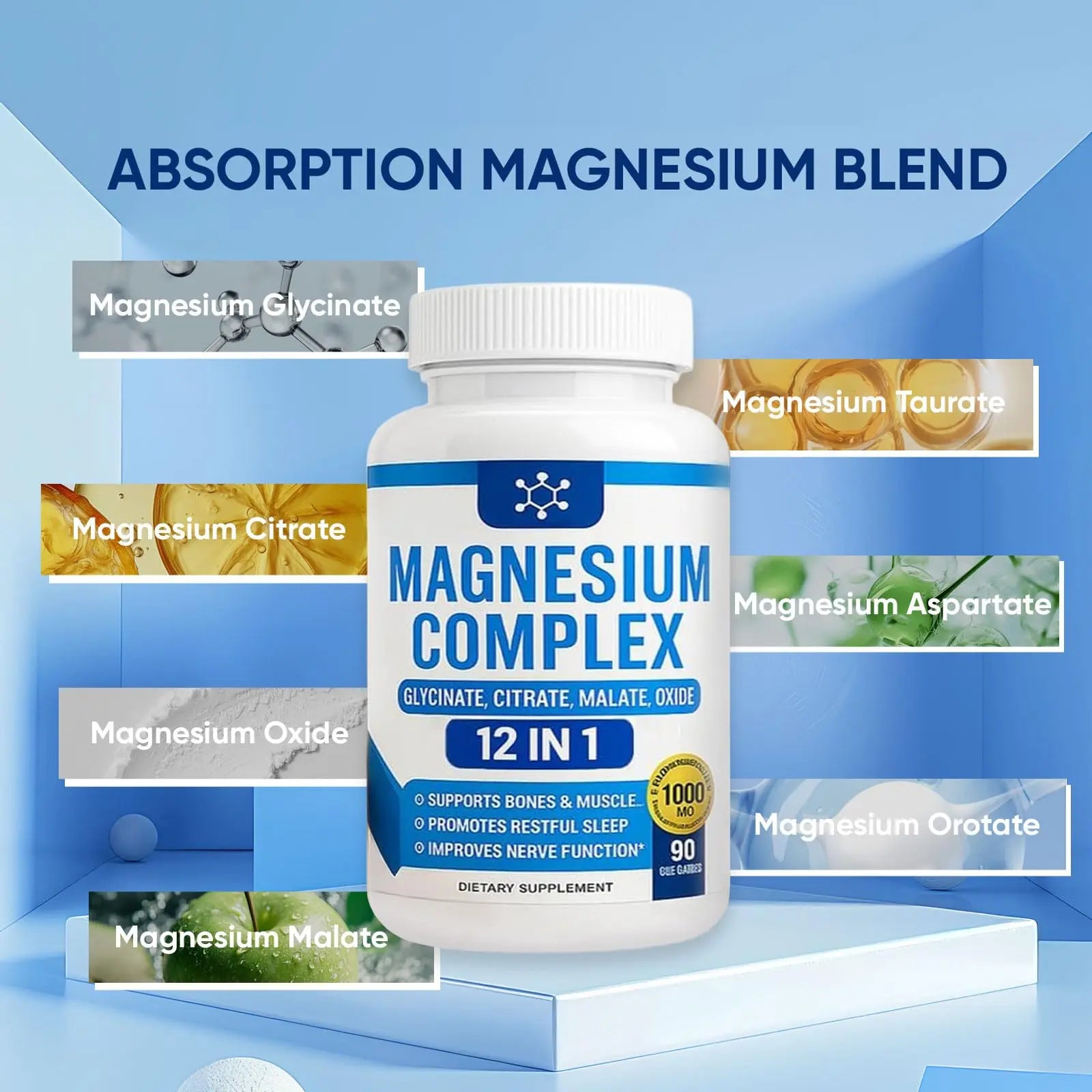 Nutrapure Magnesium Complex 7 Elemental Supplement - Magnesio Complex 1000mg Forms Including Glycinate, Citrate, Malate, Taurate Chelated | Energy Support | Vegan Non-GMO, 90 Capsules (2) WSJAWHnz supplements