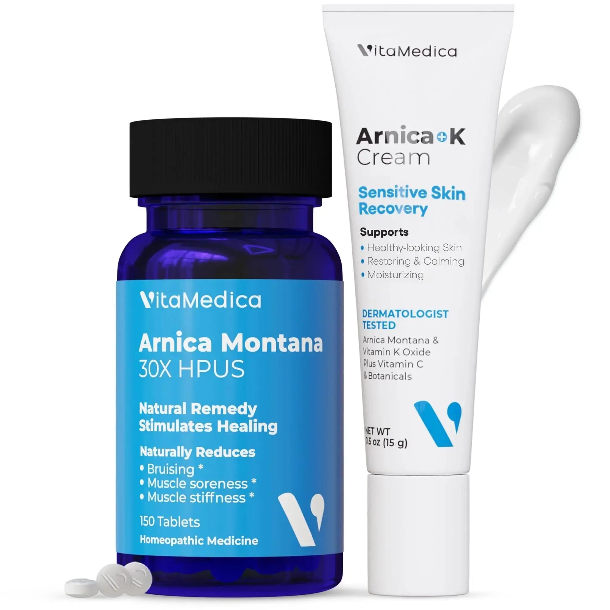 VitaMedica Arnica Montana Tablets & Arnica Cream Bundle - 150 Rapid Dissolve Tablets + 0.5 oz Vitamin K Topical Cream VitaMedicaAu supplements