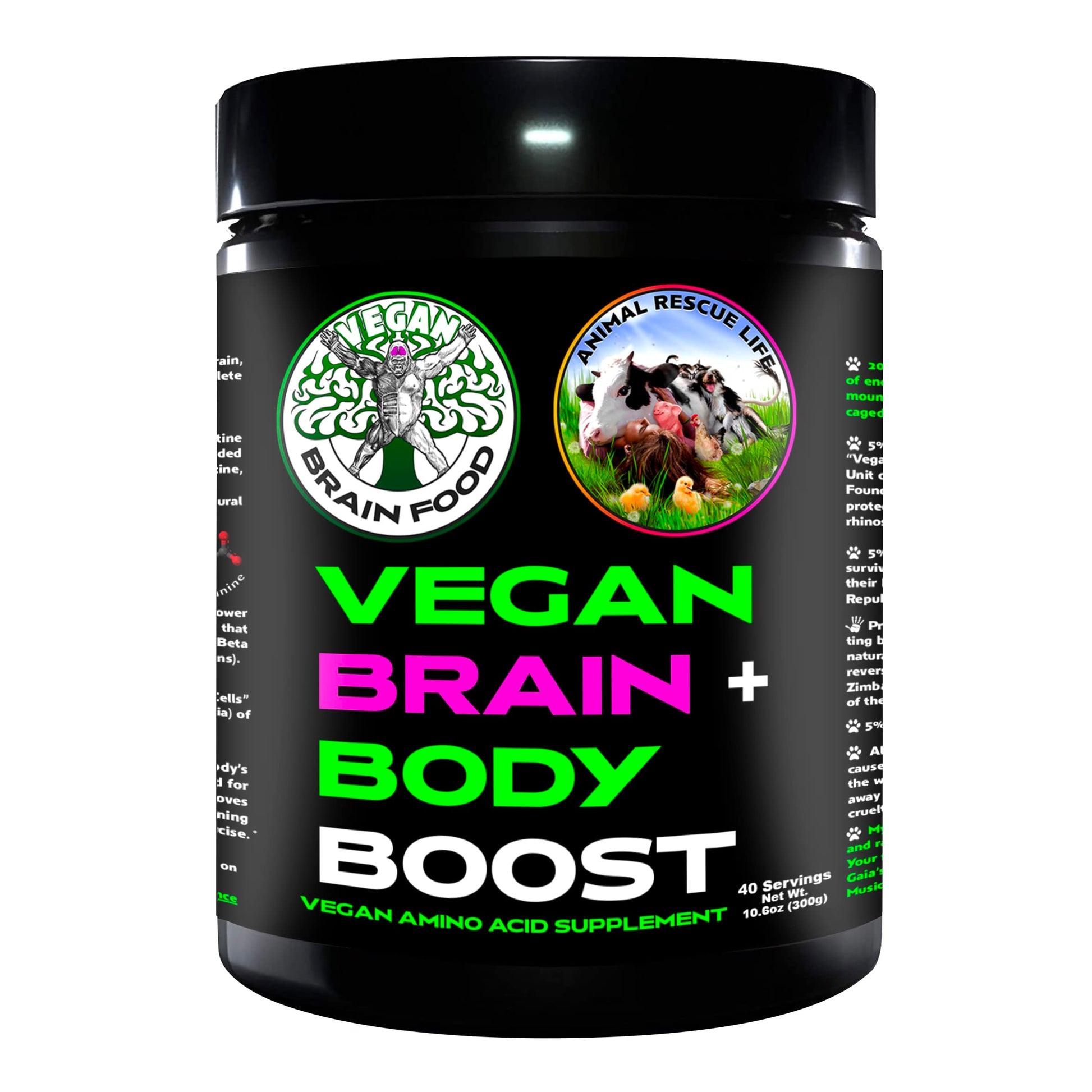 Vegan Brain & Body Boost: The Cherry On Top of A Plant-Based Lifestyle | Working Intelligence | Anti-Aging | Physical Fitness | Vegan Amino Acids - Creatine, Taurine & Beta Alanine | 40 Servings/300g Vegan Brain FoodAu supplements