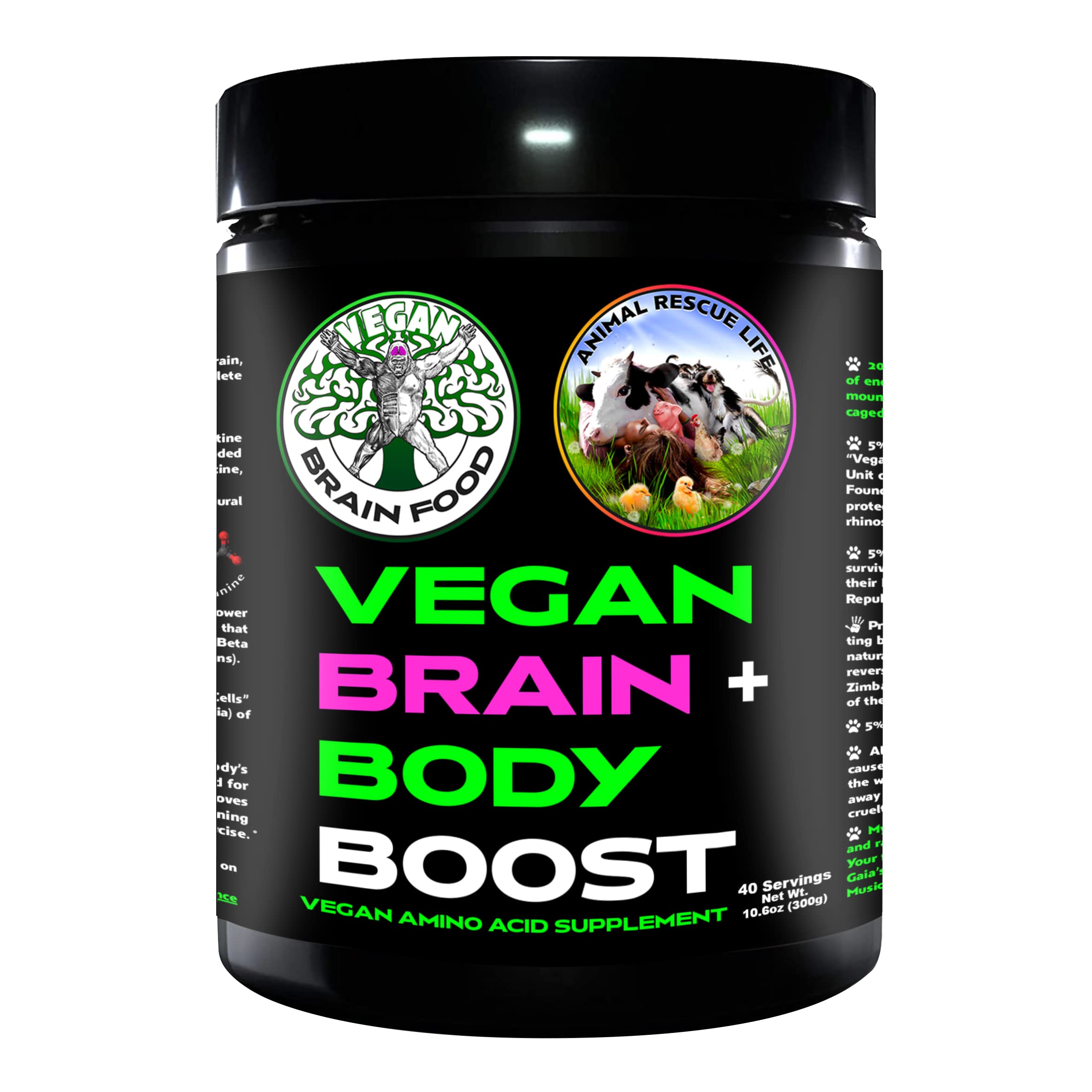 Vegan Brain & Body Boost: The Cherry On Top of A Plant-Based Lifestyle | Working Intelligence | Anti-Aging | Physical Fitness | Vegan Amino Acids - Creatine, Taurine & Beta Alanine | 40 Servings/300g Vegan Brain FoodAu supplements