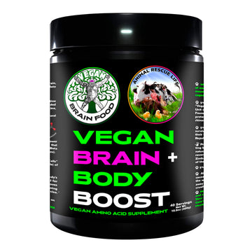 Vegan Brain & Body Boost: The Cherry On Top of A Plant-Based Lifestyle | Working Intelligence | Anti-Aging | Physical Fitness | Vegan Amino Acids - Creatine, Taurine & Beta Alanine | 40 Servings/300g Vegan Brain FoodAu supplements