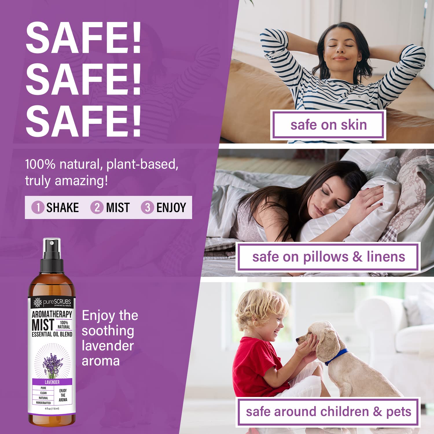Shake, Mist & Enjoy - pureSCRUBS Premium Lavender Aromatherapy Spray Mist for Room, Body, Linens pureSCRUBSAu supplements