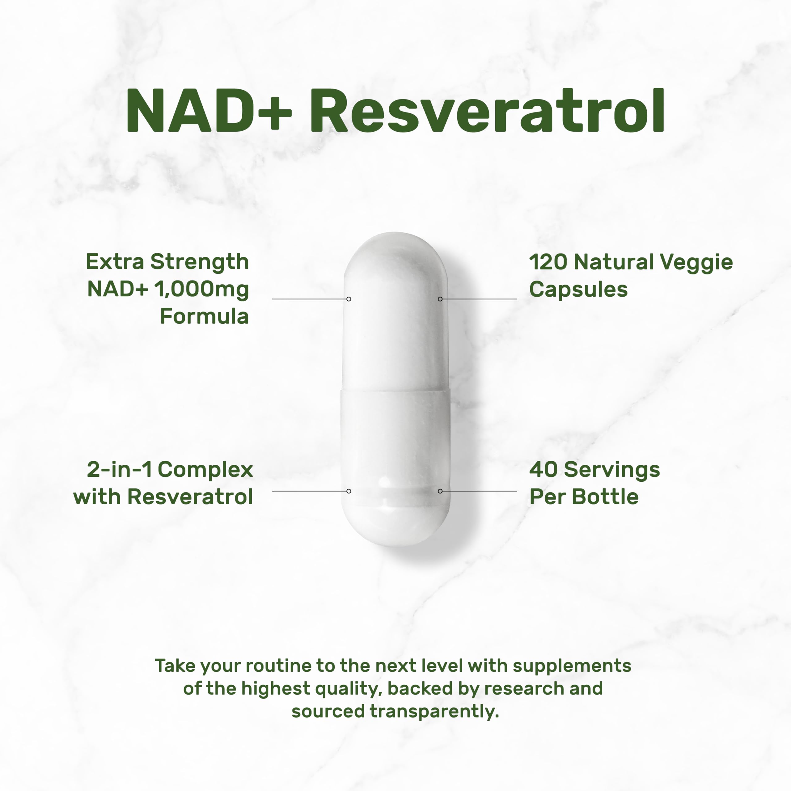 NAD+ Resveratrol Supplement 1,000mg Per Serving, 120 Veggie Capsules | 2-in-1 Extra Strength NMN Supplement Alternative | NAD Supplements for Women & Men | Non-GMO, Gluten Free DEAL SUPPLEMENTAu supplements