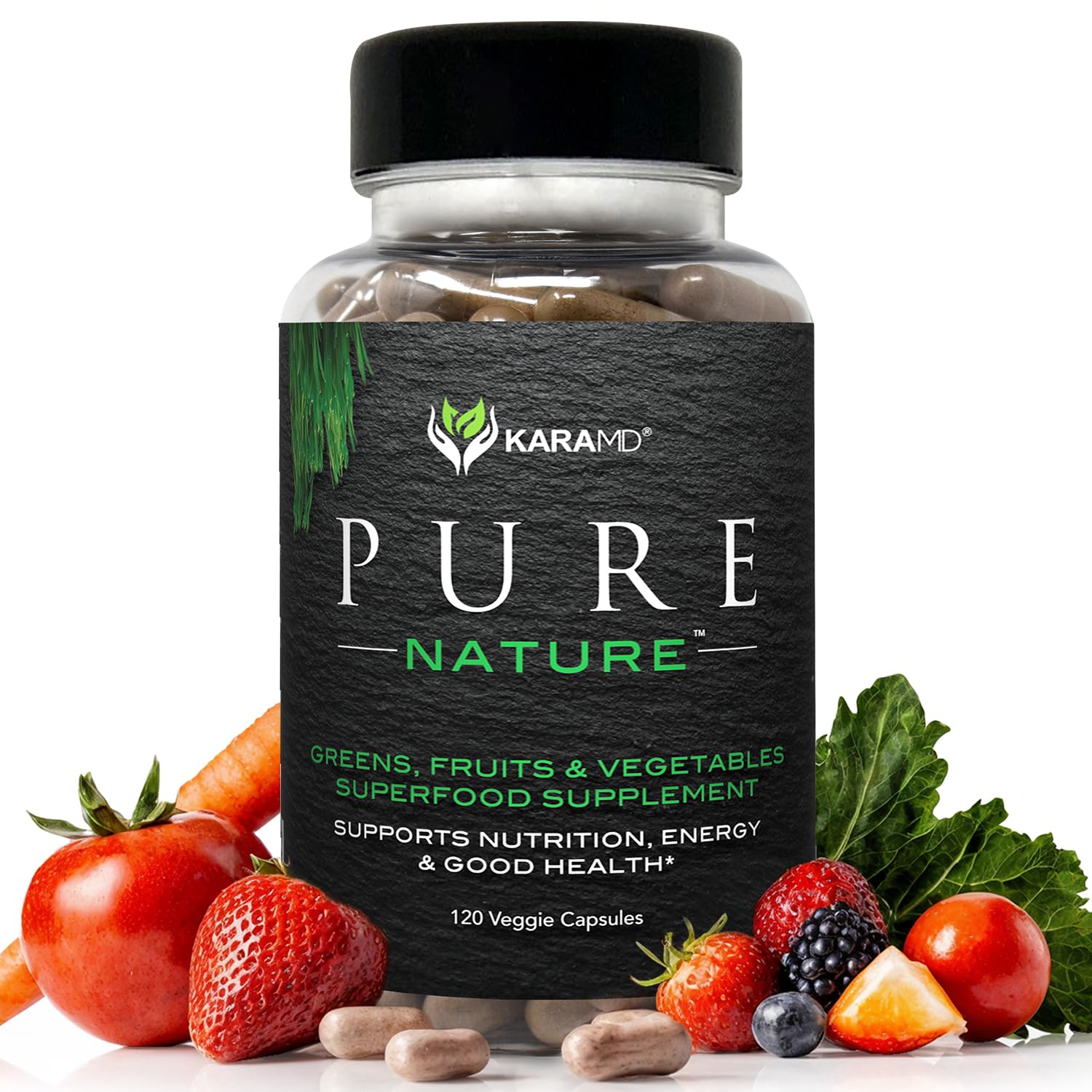 KaraMD Pure Nature | Greens, Fruit and Veggies Supplement | Vitamins, Fiber & Antioxidants | 20 Fruits and Vegetables Supplements for Energy & Digestion | Gluten Free & Vegan Friendly (30 Servings) KaraMDAu supplements