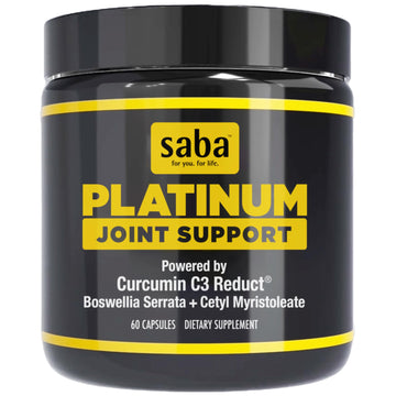 Saba Platinum Joint Support – High Absorption Curcumin C3 Reduct & Boswellia – Fast Acting Turmeric Supplement for Joint Pain Relief, Mobility & Healthy Inflammation Response – 60 Vegan Capsules SabaAu supplements
